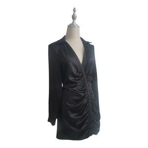 Black Zara long sleeves dress with rhinestones buttons and ruffles